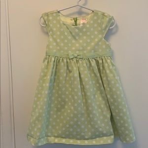 Gymboree light green & white polka dot dress 18-24